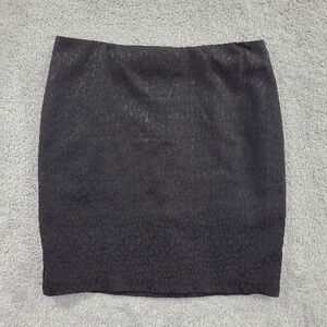 New York & Co Black Jacquard Textured Skirt 16 Knee Length Office Business Wear